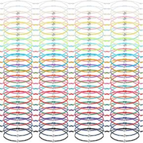 Cunno 100 Pcs Friendship Bracelets Bulk Wish Bracelets Adjustable String Heart Bracelet Star Bracelet Motivational Gifts for Women Girls(Heart Style)