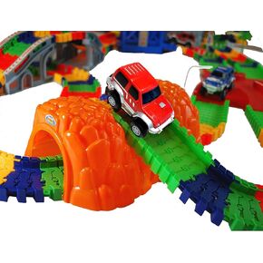 MMP Living Super Snap Speedway - Deluxe Bend and Flex Track Set with 3 Electric Cars, Tunnels, Bridge, Elevator, ramp, Track Merge and Accessories - Over 300 Pieces in Saudi Arabia