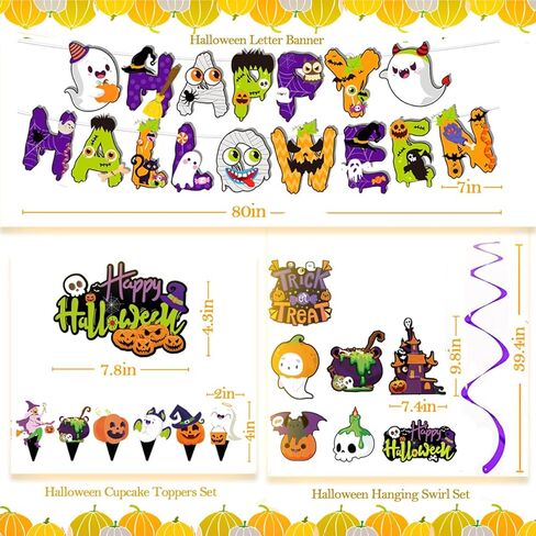 مجموعة لوازم تزيين حفلات عيد الشكر من ENVEN 108 قطعة، لافتة عيد الشكر السعيدة، ملصقات دوامات معلقة، مجموعات ديكورات الحفلات للأطفال، مجموعة حفلات عيد الشكر (متعددة) in Kuwait