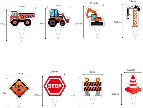 24pcs Construction Cupcake Toppers Dump Truck Excavator Tractor Party Cupcake Decorations construction cupcake topper for Construction Theme Baby Shower Kids Birthday Party Supplies in Saudi Arabia