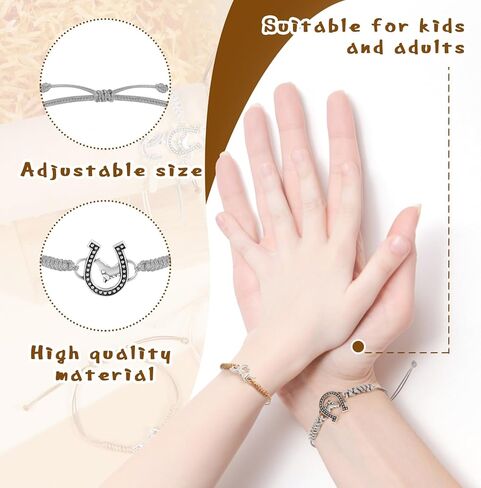 Sureio 48 Pcs Horse Bracelet Gifts Bulk Horse Party Favors Cowgirl Bracelets Western Bracelet Horseshoe Jewelry Adjustable Rope Braided Bracelets for Girls Women Teen Country Party Equestrian Lovers in Saudi Arabia