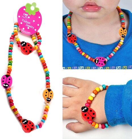 مجوهرات الأطفال من 7كوين - للبنات الصغار والأطفال الصغار - قلادة فراشة قابلة للتمدد، خاتم، مجموعة أساور - مجوهرات وإكسسوارات تنكرية رائعة للأطفال للعب التظاهري والتأنق. in Kuwait