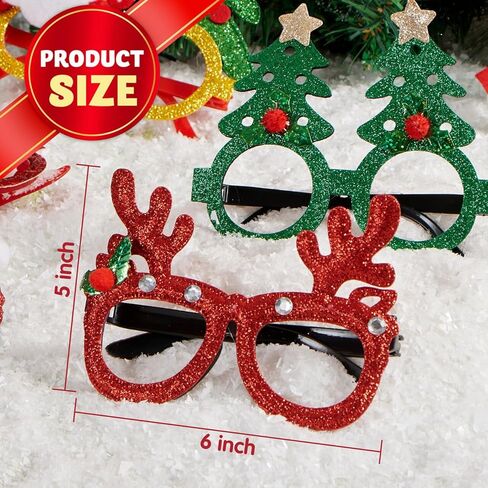 جويين 12 قطعة من نظارات حفلات الكريسماس مع نظارات لامعة للكريسماس، اطار نظارات لامعة للحفلات التنكرية وحفلات الكريسماس وهدايا العطلات وكشك الصور in Kuwait