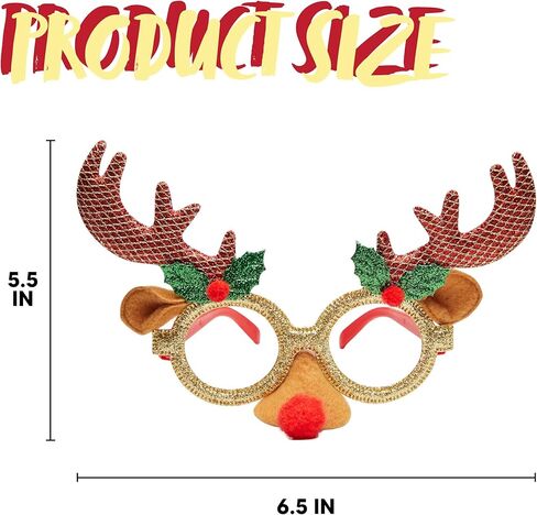 جويين 12 قطعة من نظارات حفلات الكريسماس مع نظارات لامعة للكريسماس، اطار نظارات لامعة للحفلات التنكرية وحفلات الكريسماس وهدايا العطلات وكشك الصور in Kuwait