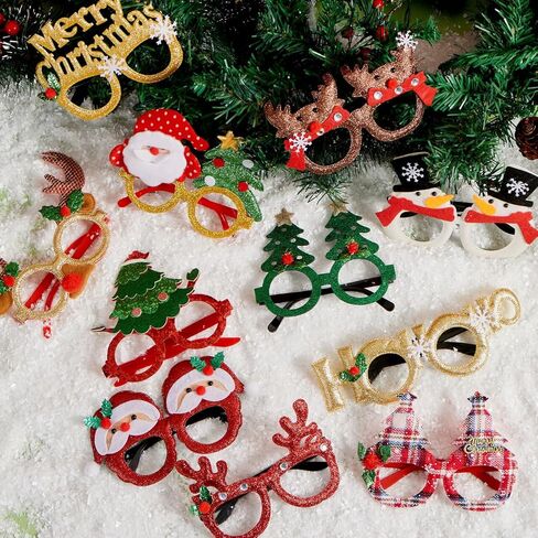 جويين 12 قطعة من نظارات حفلات الكريسماس مع نظارات لامعة للكريسماس، اطار نظارات لامعة للحفلات التنكرية وحفلات الكريسماس وهدايا العطلات وكشك الصور in Kuwait