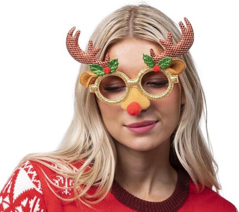 جويين 12 قطعة من نظارات حفلات الكريسماس مع نظارات لامعة للكريسماس، اطار نظارات لامعة للحفلات التنكرية وحفلات الكريسماس وهدايا العطلات وكشك الصور in Kuwait