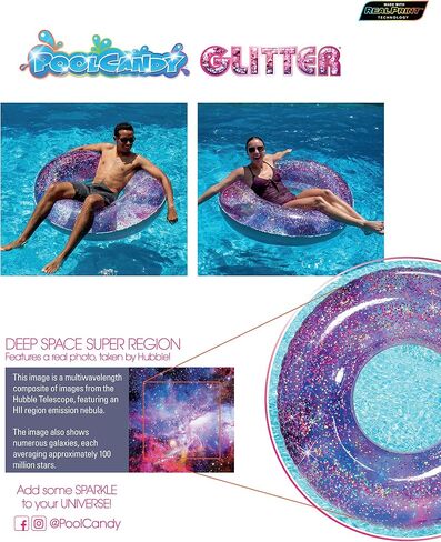 استرخ بأناقة مع عوامة حمام السباحة اللامعة القابلة للنفخ Galaxy Deep Space مقاس 48 بوصة من PoolCandy - متينة ومريحة وسهلة النفخ in Saudi Arabia