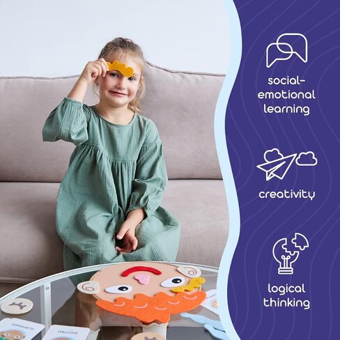 Social Emotional Games for Kids & Toddlers - Make Faces to Describe Feelings & Emotions - 9 Emotion Cards - Social Emotional Learning Activities Toy for Home Classroom - Gift for 3 4 Year Old Girl Boy in Kuwait