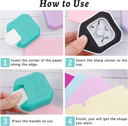 قطعتان من خرامة الزوايا المستديرة، 3 في 1 (R4mm+R7mm+R10mm) خرامة ورق للحرف الورقية، 3 طرق لخرامة الزوايا ذات الشكل الجمالي للمشروعات التي تصنعها بنفسك، والصفائح، وقاطع الصور، ومستلزمات صناعة البطاقات وسجلات القصاصات in Kuwait