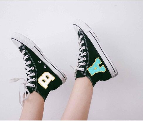 LalaKoo 104 Pcs Chenille Letter Patches Self-Adhesive Varsity Chenille A-Z Letters Patches Stick on Golden Border Letter Applique Patches Iron on Glitter Embroidered Patches for Clothing Repair DIY in Kuwait