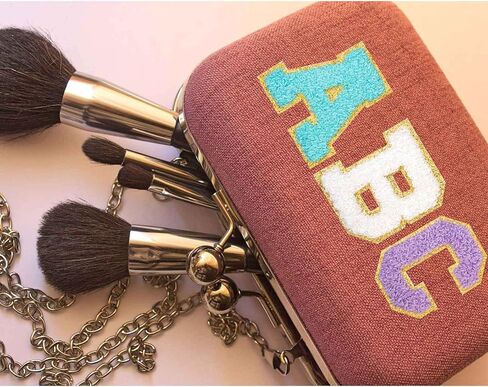 LalaKoo 104 Pcs Chenille Letter Patches Self-Adhesive Varsity Chenille A-Z Letters Patches Stick on Golden Border Letter Applique Patches Iron on Glitter Embroidered Patches for Clothing Repair DIY in Kuwait