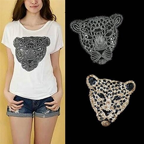 Fashion Patch Sequins Black Owl Head Embroidery Clothing Repair DIY Handmade Patch (Black Owl) in Kuwait