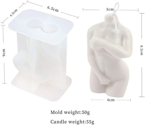 الراتنج الفن 3D الجسم حامل العفن DIY مثير نموذج الجسم شمعة العفن الإناث الجذع سيليكون قالب شمعة لصنع شمعة DIY، الشوكولاته، الصابون، الجص أو راتنجات الايبوكسي الفن (بدلة 4 (2PCS)) in Kuwait