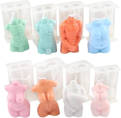 الراتنج الفن 3D الجسم حامل العفن DIY مثير نموذج الجسم شمعة العفن الإناث الجذع سيليكون قالب شمعة لصنع شمعة DIY، الشوكولاته، الصابون، الجص أو راتنجات الايبوكسي الفن (بدلة 4 (2PCS)) in Kuwait