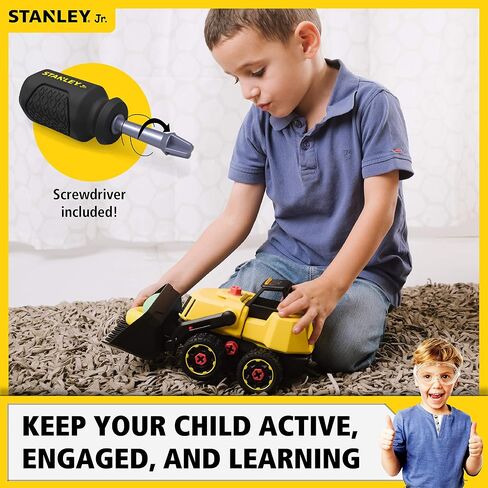 Stanley Jr Take Apart Front Loader Kit for Kids TT002-SY: Children’s 25 Piece Yellow STEM Construction Toy with Figure, Screwdriver, Bolts for Ages 3+ in Saudi Arabia