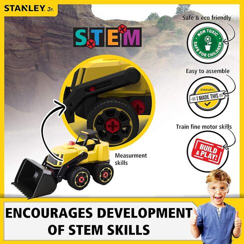 Stanley Jr Take Apart Front Loader Kit for Kids TT002-SY: Children’s 25 Piece Yellow STEM Construction Toy with Figure, Screwdriver, Bolts for Ages 3+ in Saudi Arabia