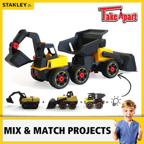 Stanley Jr Take Apart Front Loader Kit for Kids TT002-SY: Children’s 25 Piece Yellow STEM Construction Toy with Figure, Screwdriver, Bolts for Ages 3+ in Saudi Arabia