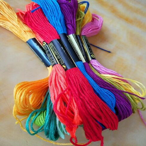 Joyhoor 50 skeins التطريز الخيط، عبر غرزة المواضيع التطريز مجموعات الموضوع للغرزة المتقاطعة، سوار الصداقة والخيط الحرفية، سوار الصداقة سلسلة القطن سوار الصداقة الموضوع in Kuwait