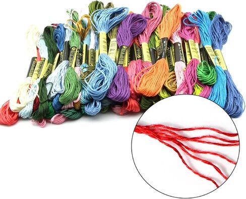 Joyhoor 50 skeins التطريز الخيط، عبر غرزة المواضيع التطريز مجموعات الموضوع للغرزة المتقاطعة، سوار الصداقة والخيط الحرفية، سوار الصداقة سلسلة القطن سوار الصداقة الموضوع in Kuwait