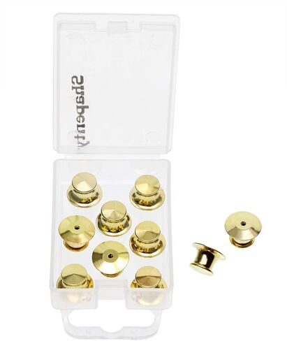 مشابك قفل معدني خلفي من Shapenty Gold Pins Keepers مع مشبك إغلاق خلفي لكتب العرض، وحبال الحقائب، وشارات المقتنيات والقبعات - لا يتطلب أدوات، 10 قطع in Saudi Arabia