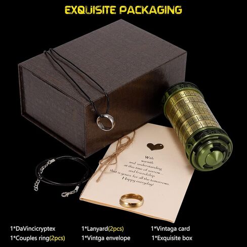 قفل لغز رمز دافنشي، صندوق أحجية مع حلقتين/بطاقة هدية، قفل مركب مع مقصورات مخفية، هدايا عيد ميلاد في عيد الحب له هدايا لها in Kuwait
