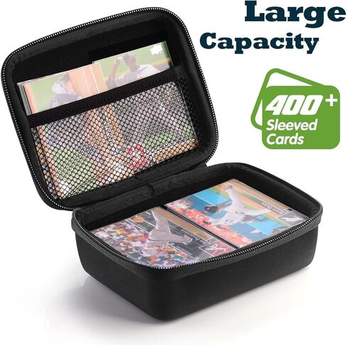 MIXPOET Baseball Card Carrying Case - Waterproof Game Cards Case Holder - Hard Shell Card Storage Box Fits Football, Baseball, Sports Card, Trading Cards - Holds 400+ Sleeved Cards (White Stitches) in Kuwait