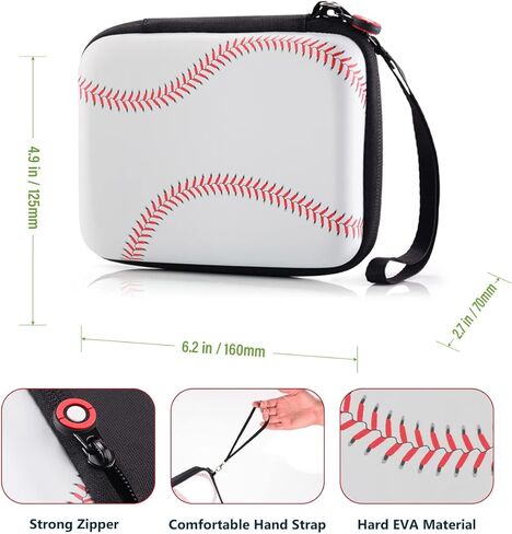 MIXPOET Baseball Card Carrying Case - Waterproof Game Cards Case Holder - Hard Shell Card Storage Box Fits Football, Baseball, Sports Card, Trading Cards - Holds 400+ Sleeved Cards (White Stitches) in Kuwait