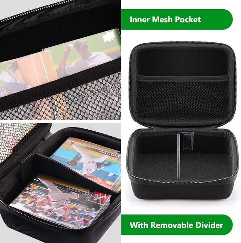 MIXPOET Baseball Card Carrying Case - Waterproof Game Cards Case Holder - Hard Shell Card Storage Box Fits Football, Baseball, Sports Card, Trading Cards - Holds 400+ Sleeved Cards (White Stitches) in Kuwait