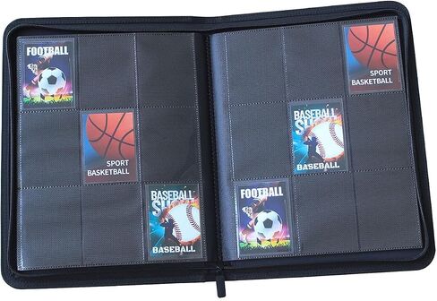Premium 360 Pockets Black Zippered Playing Card Binder - Sturdy Trading Card Holder Album ，9 Pocket Side Loading Card Folder with 20 Sheet Sleeves for Trading and Sports Cards in Kuwait