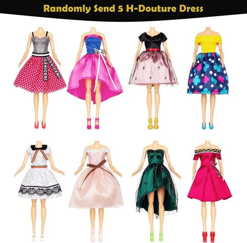 ملابس وإكسسوارات الدمية لباربي - 34 قطعة فريدة على شكل حرف H و5 فساتين للحفلات، و3 تنورة جميلة لذيل السمكة و3 ملابس سباحة عالية الجودة in Kuwait
