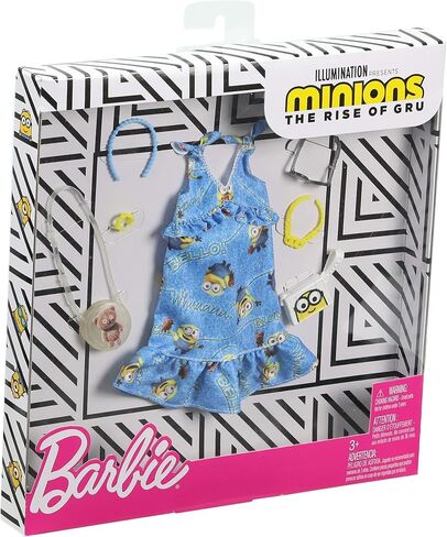 Barbie Storytelling Fashion Pack of Doll Clothes Inspired by Minions: Denim Dress and 6 Accessories Dolls, Gift for 3 to 8 Year Olds in Saudi Arabia