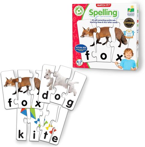 The Learning Journey: Match It! - Spelling - 20 Piece Self-Correcting Spelling Puzzle Three and Four Letter Words Montessori Learning Girl Boys Gifts Ages 4,5,6,7,8-Year-Olds - Award Winning Toys in Saudi Arabia