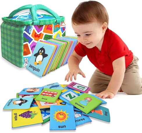 بطاقات الحروف الأبجدية الناعمة للأطفال من VNOM 26 حرفًا تعلم بطاقات الفلاش مع حقيبة قماشية، لعبة تعليمية مبكرة للأطفال الصغار in Kuwait