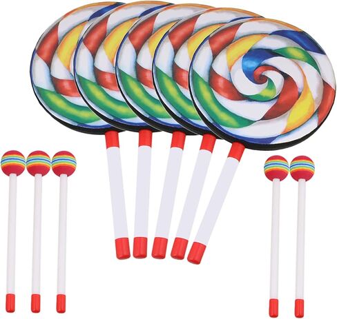 Yibuy 7.9" Diameters Drum with Rainbow Color Mallet Music Rhythm Instruments Drum Set Pack of 5 in Saudi Arabia
