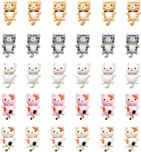 NUOBESTY 50 قطعة الراتنج القط سحر الكرتون الحيوان شقة الحرف زر زخرفة ل DIY مجوهرات صنع الأقراط سلسلة المفاتيح الهاتف حالة دبوس الشعر سكرابوكينغ in Kuwait