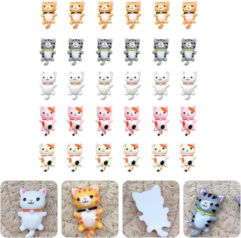 NUOBESTY 50 قطعة الراتنج القط سحر الكرتون الحيوان شقة الحرف زر زخرفة ل DIY مجوهرات صنع الأقراط سلسلة المفاتيح الهاتف حالة دبوس الشعر سكرابوكينغ in Kuwait