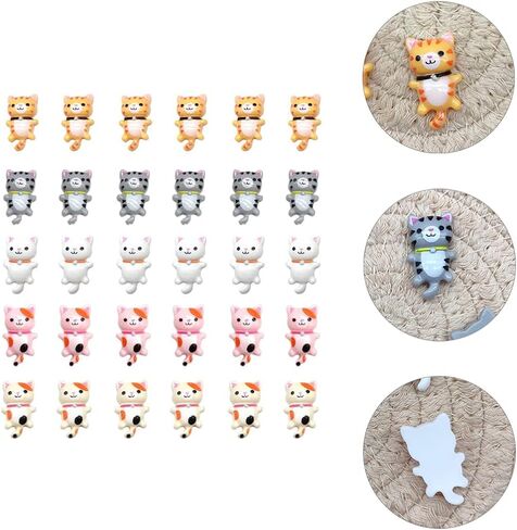 NUOBESTY 50 قطعة الراتنج القط سحر الكرتون الحيوان شقة الحرف زر زخرفة ل DIY مجوهرات صنع الأقراط سلسلة المفاتيح الهاتف حالة دبوس الشعر سكرابوكينغ in Kuwait