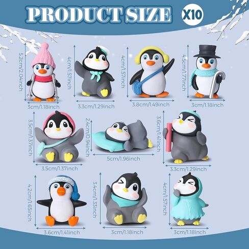 Macarrie 100 Pcs Mini Penguin Figurines Bulk Cute Miniature Penguin Figures Character Toys Collection Playset Cartoon Winter Cake Topper Decoration Early Educational Birthday Gift Boy Girl Landscape in Saudi Arabia