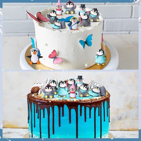 Macarrie 100 Pcs Mini Penguin Figurines Bulk Cute Miniature Penguin Figures Character Toys Collection Playset Cartoon Winter Cake Topper Decoration Early Educational Birthday Gift Boy Girl Landscape in Saudi Arabia
