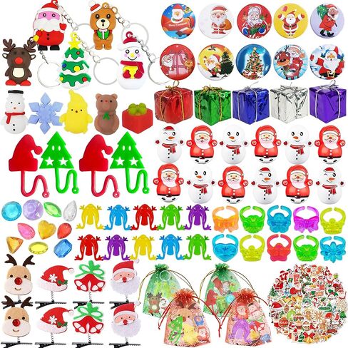 144 قطعة من ألعاب هدايا حفلات الكريسماس من Tazimi للأطفال في حفلات أعياد الميلاد، حشوات كبيرة، حقيبة حشو، جوائز صندوق الكنز، ألعاب للفصل الدراسي (01) in Kuwait