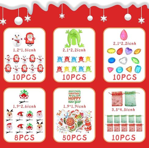 144 قطعة من ألعاب هدايا حفلات الكريسماس من Tazimi للأطفال في حفلات أعياد الميلاد، حشوات كبيرة، حقيبة حشو، جوائز صندوق الكنز، ألعاب للفصل الدراسي (01) in Kuwait