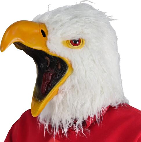 موكري بارتي قناع راس النسر الابيض على شكل طائر حيوان، قناع لاتكس مشعر، قناع تنكري للهالوين والكرنفالات in Kuwait