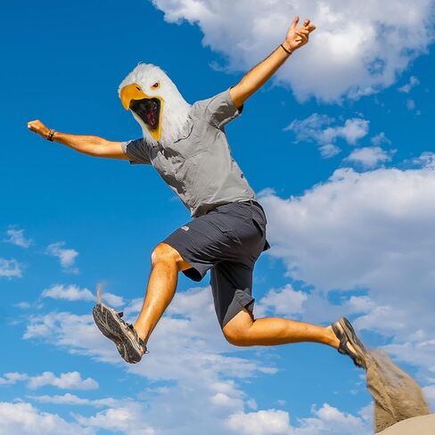 موكري بارتي قناع راس النسر الابيض على شكل طائر حيوان، قناع لاتكس مشعر، قناع تنكري للهالوين والكرنفالات in Kuwait