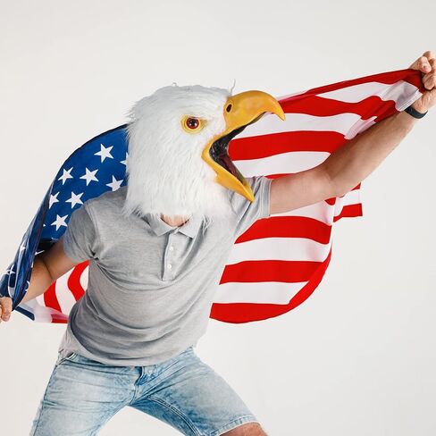 موكري بارتي قناع راس النسر الابيض على شكل طائر حيوان، قناع لاتكس مشعر، قناع تنكري للهالوين والكرنفالات in Kuwait