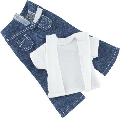 Emily Rose 14 Inch Doll Clothes Clothing Accessory | 3 PC Faux Fur Collar 14" Doll Coat Jacket Outfit with White T-Shirt Tee and Blue Jeans | Compatible with 14.5" Hard-Bodied Wellie Wishers Dolls in Saudi Arabia