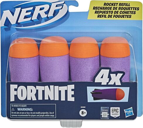 Nerf Fortnite Rocket Refill -- Includes 4 Official Nerf Foam Rockets -- Compatible with Nerf Fortnite Rocket-Firing Blasters in Saudi Arabia
