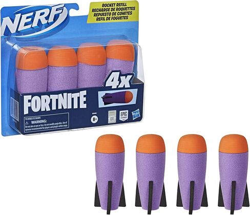 Nerf Fortnite Rocket Refill -- Includes 4 Official Nerf Foam Rockets -- Compatible with Nerf Fortnite Rocket-Firing Blasters in Saudi Arabia