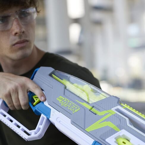مسدس NERF Hyper Siege-50 Pump-Action، 40 طلقة مفرطة، نظارة، سرعة تصل إلى 110 إطارًا في الثانية، سهولة إعادة التحميل، تحمل ما يصل إلى 50 طلقة in Kuwait