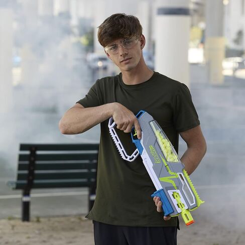 مسدس NERF Hyper Siege-50 Pump-Action، 40 طلقة مفرطة، نظارة، سرعة تصل إلى 110 إطارًا في الثانية، سهولة إعادة التحميل، تحمل ما يصل إلى 50 طلقة in Kuwait