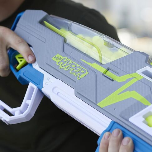 مسدس NERF Hyper Siege-50 Pump-Action، 40 طلقة مفرطة، نظارة، سرعة تصل إلى 110 إطارًا في الثانية، سهولة إعادة التحميل، تحمل ما يصل إلى 50 طلقة in Kuwait